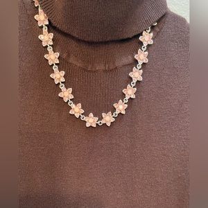 Floral Pink Swarovski Necklace & Earring Set